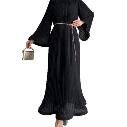 New Style Pleated Loose Fashion Solid Color Dress