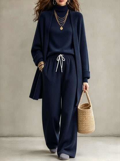 Women's Modest Two-Piece Lounge Set – Wide-Leg Trousers & Long-Sleeve Top