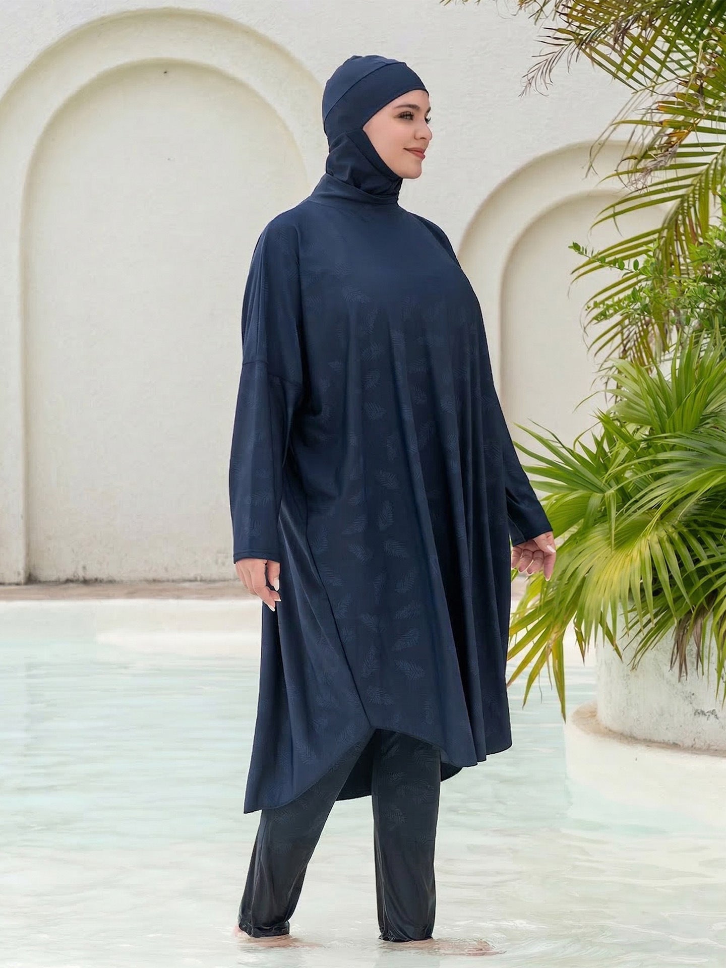 Stay confident and covered with this elegant modest swimwear
