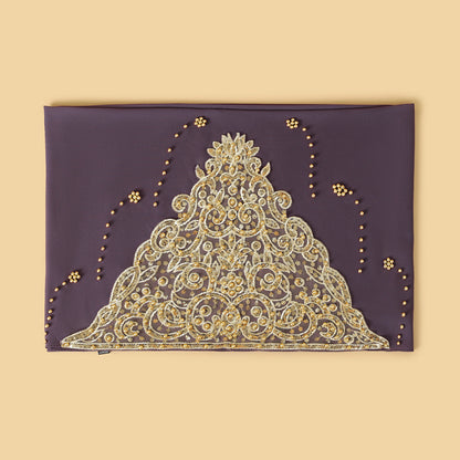 Luxury Embroidered Hijab with Pearl Details – Elegant Occasion Scarf