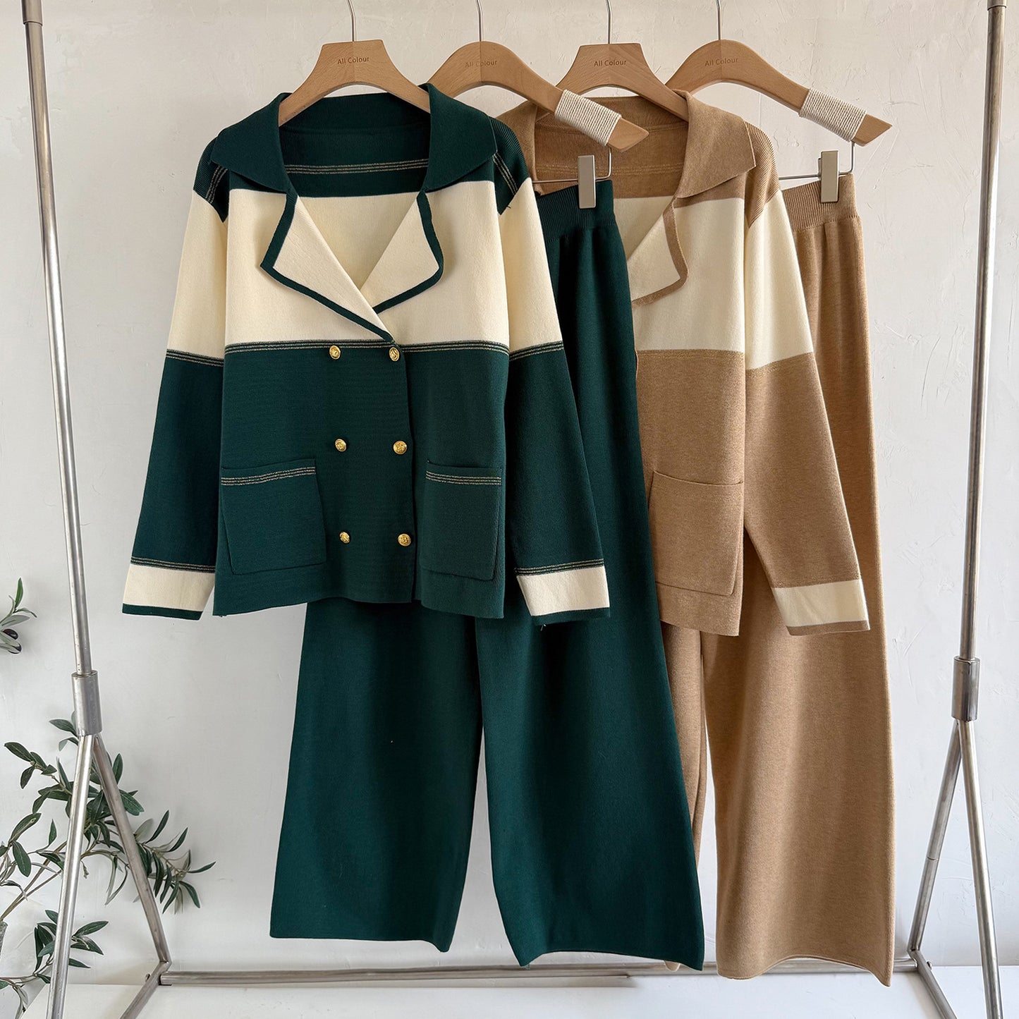 Elegant Two-Tone Knit  Set – Modest Chic Matching Outfit
