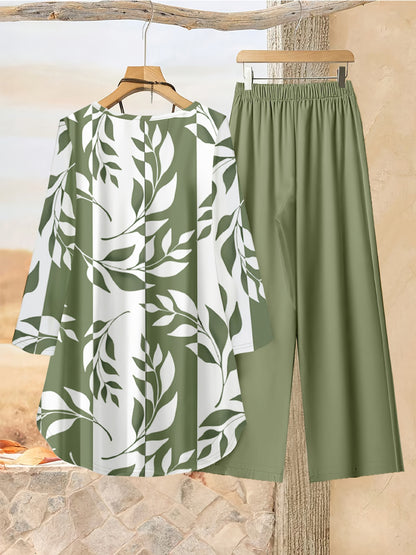 New Style Two-Piece Set for Women, European and American Thin Printed Casual Outfit
