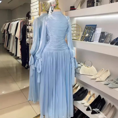 Elegant Pleated Maxi Dress – Modest Evening Dress for Women | Soft Flowing Gown
