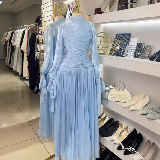 Elegant Pleated Maxi Dress – Modest Evening Dress for Women | Soft Flowing Gown