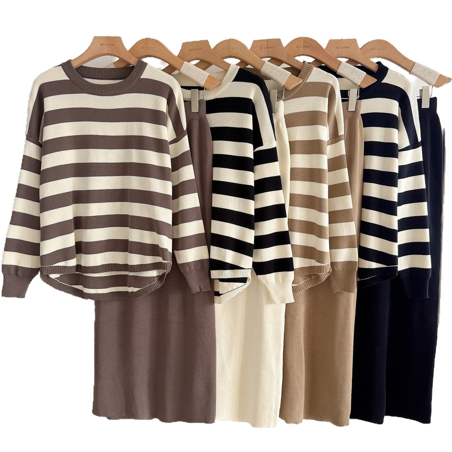 Elegant Two-Tone Knit  Set – Modest Chic Matching Outfit