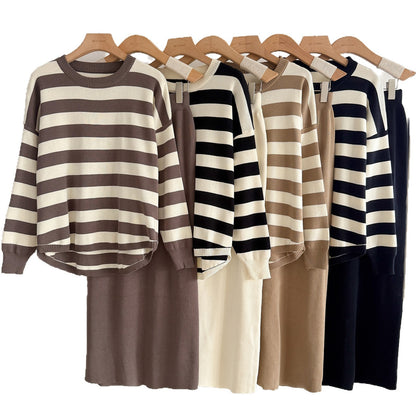 Elegant Two-Tone Knit  Set – Modest Chic Matching Outfit