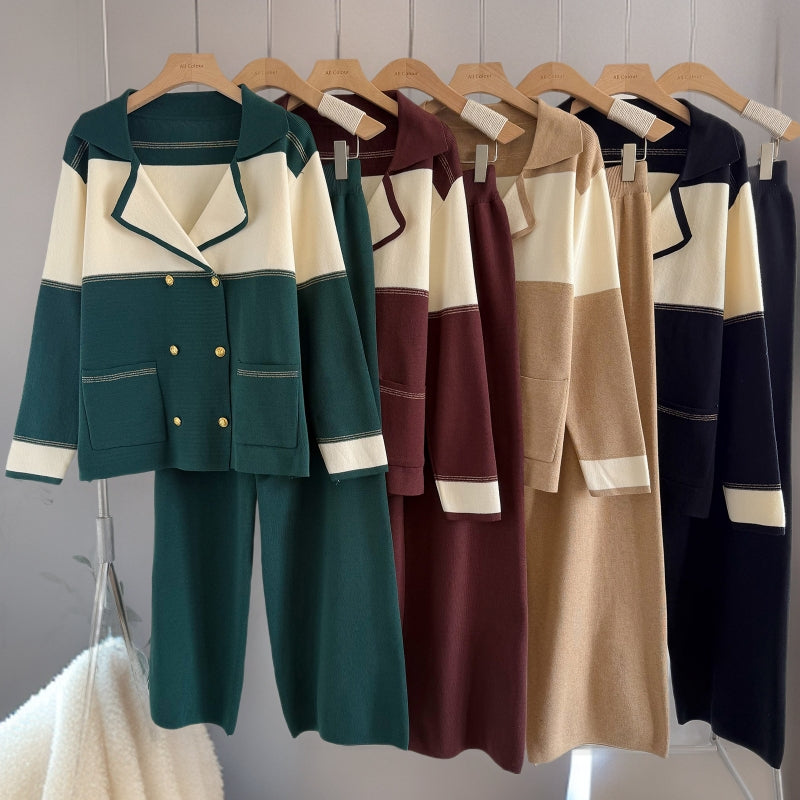 Elegant Two-Tone Knit  Set – Modest Chic Matching Outfit