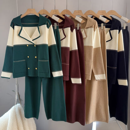 Elegant Two-Tone Knit  Set – Modest Chic Matching Outfit