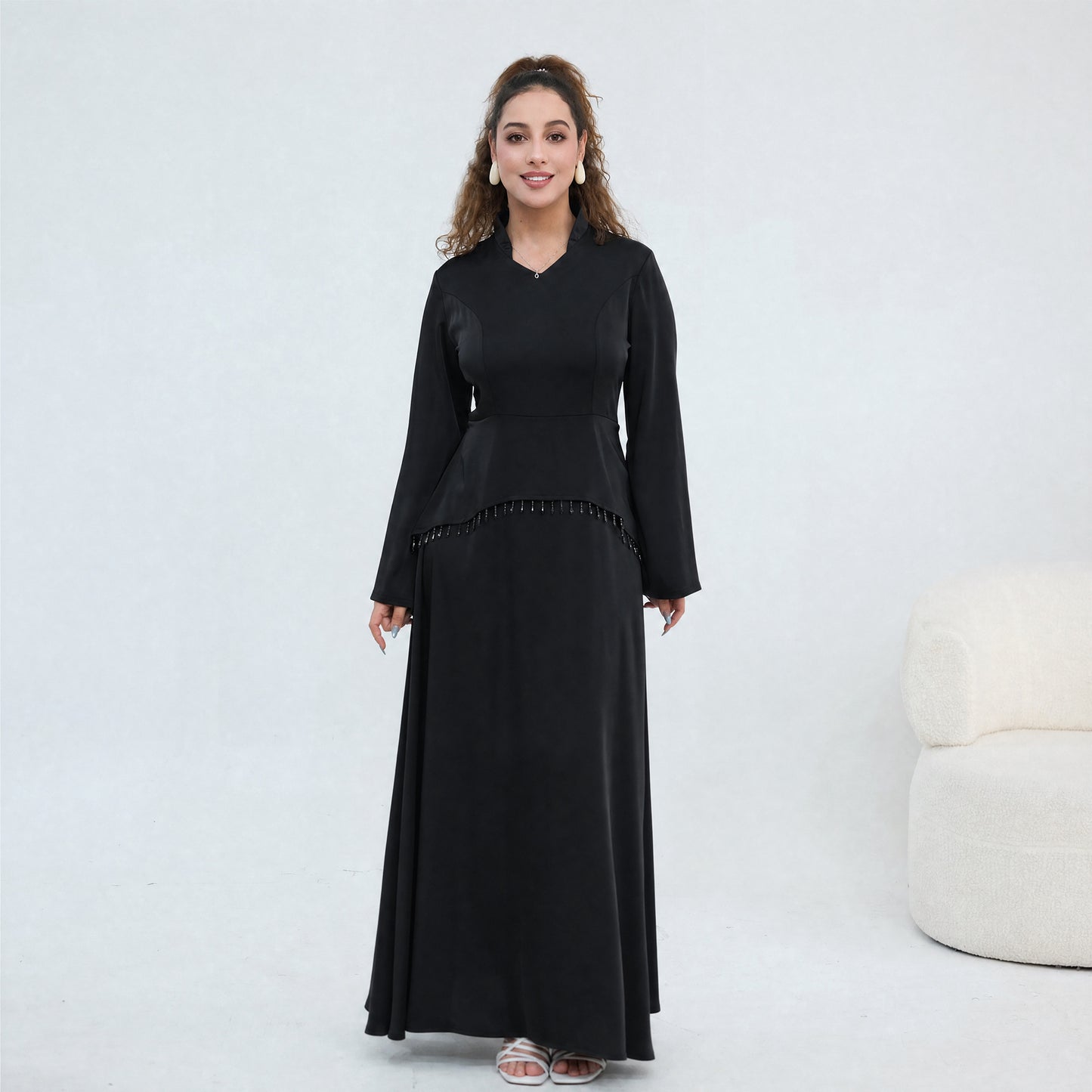 Elegant Flared Sleeve Abaya – Premium Modest Maxi Dress
