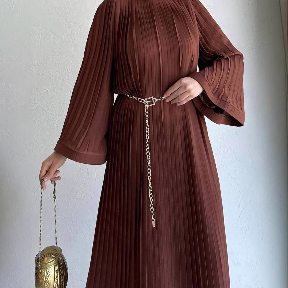 New Style Pleated Loose Fashion Solid Color Dress