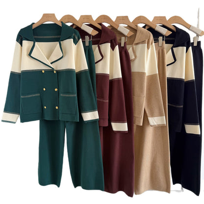 Elegant Two-Tone Knit  Set – Modest Chic Matching Outfit