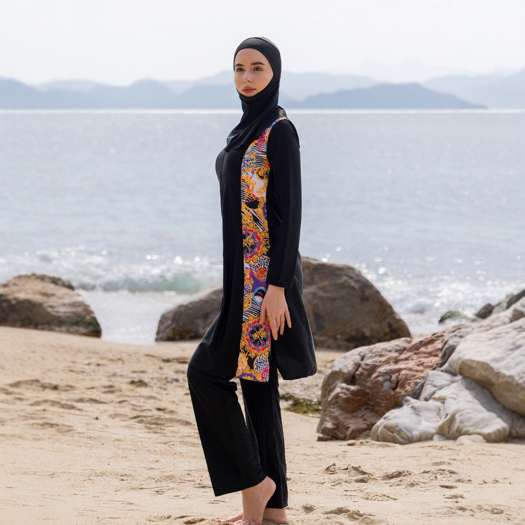 Stay confident and covered with this elegant modest swimwear
