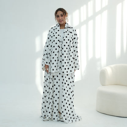 Elegant Polka Dot Abaya – Modest Maxi Dress