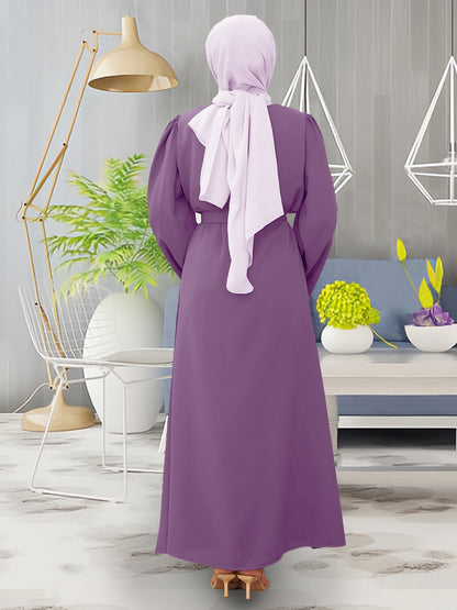 Elegant Purple Maxi Dress with Belt