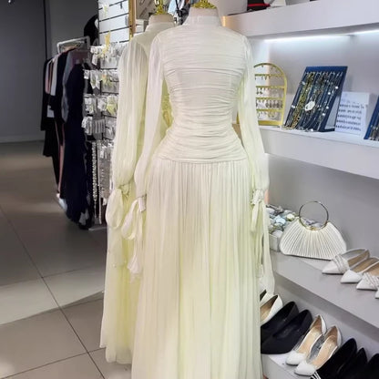 Elegant Pleated Maxi Dress – Modest Evening Dress for Women | Soft Flowing Gown