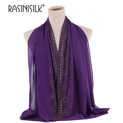 Elegant White Embroidered Chiffon Hijab – Luxury Modest Scarf
