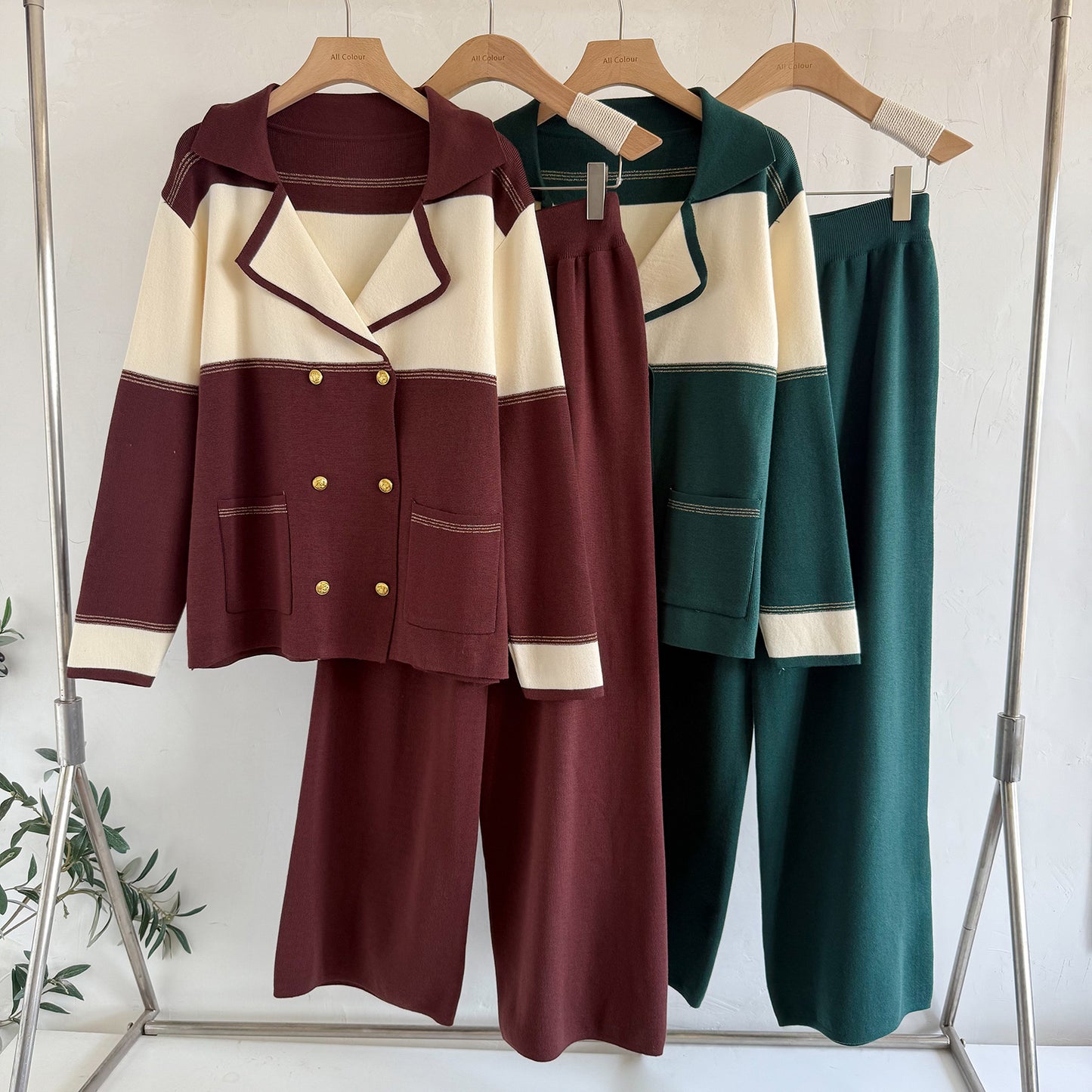 Elegant Two-Tone Knit  Set – Modest Chic Matching Outfit