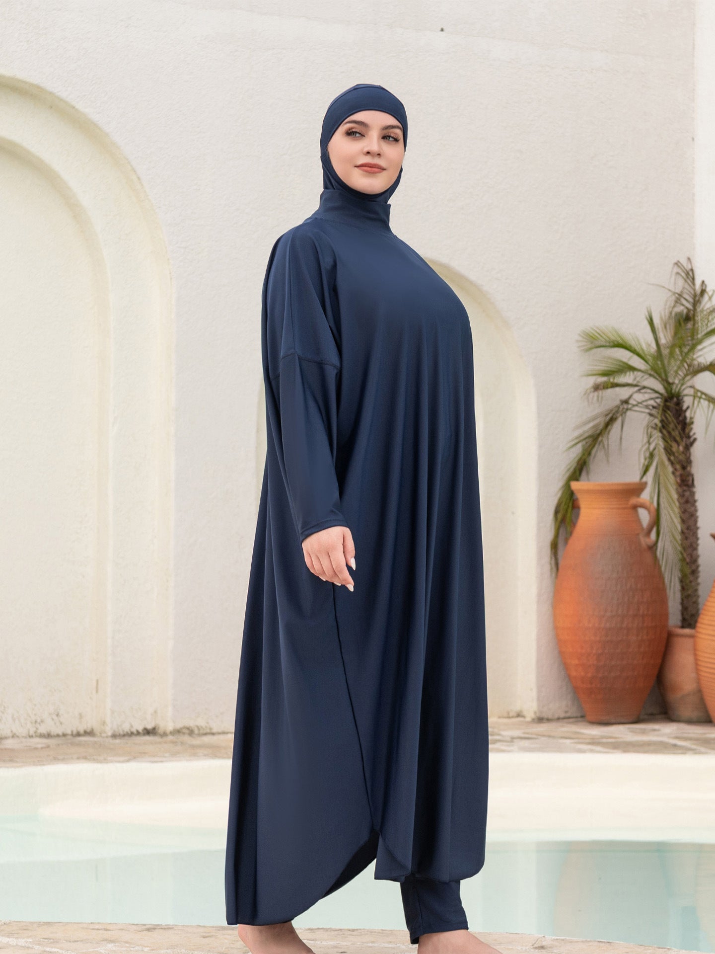 Stay confident and covered with this elegant modest swimwear