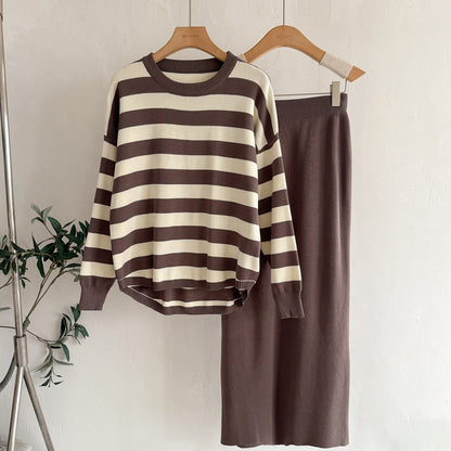 Elegant Two-Tone Knit  Set – Modest Chic Matching Outfit