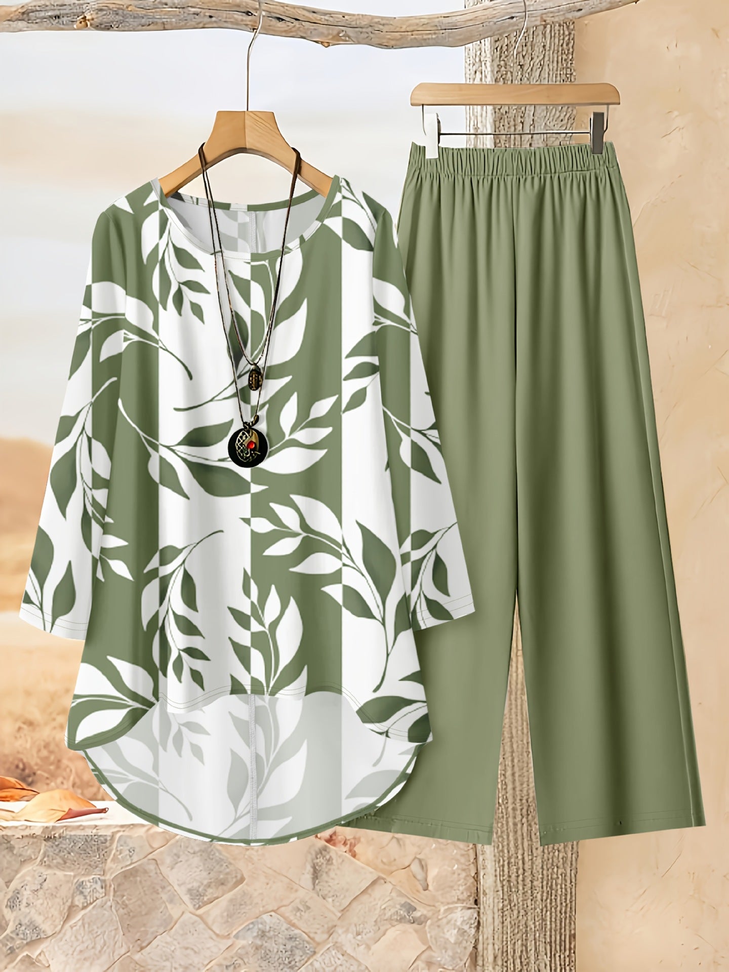 New Style Two-Piece Set for Women, European and American Thin Printed Casual Outfit