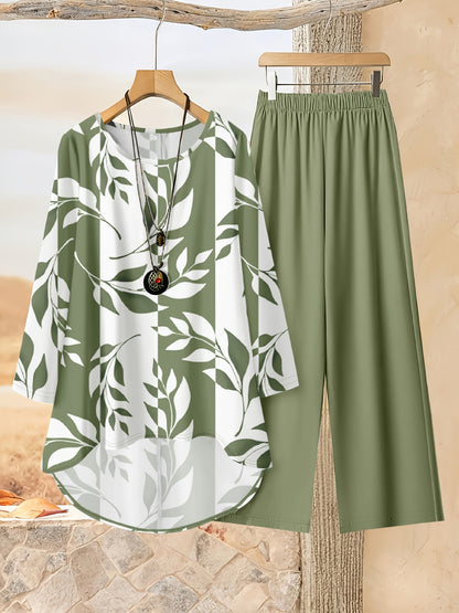 New Style Two-Piece Set for Women, European and American Thin Printed Casual Outfit