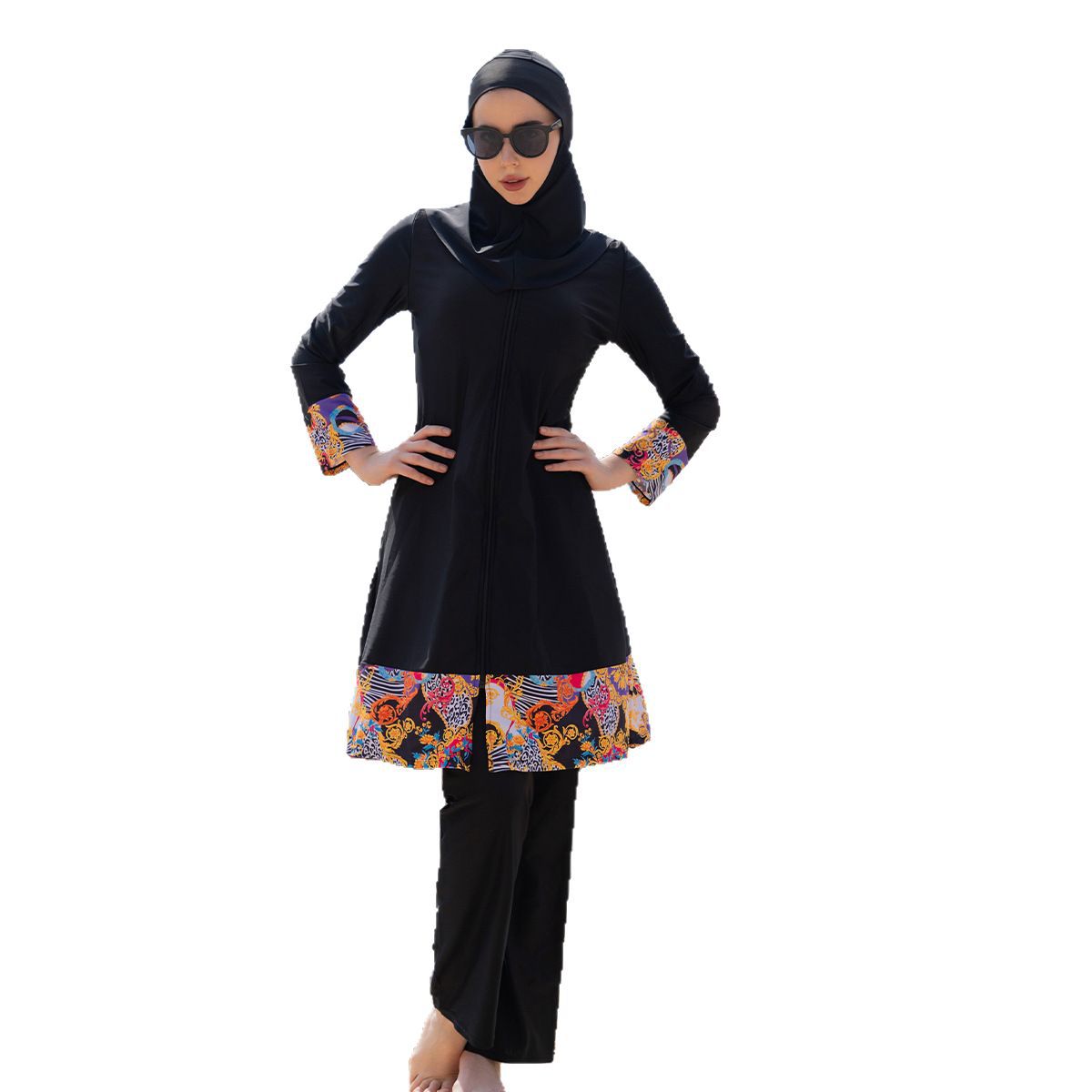Stay confident and covered with this elegant modest swimwear