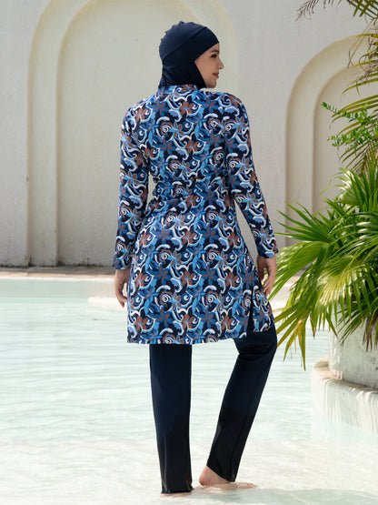 Stay confident and covered with this elegant modest swimwear
