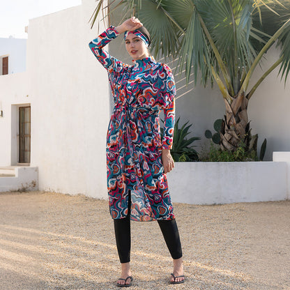 Stay confident and covered with this elegant modest swimwear
