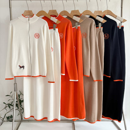 Elegant Two-Tone Knit  Set – Modest Chic Matching Outfit