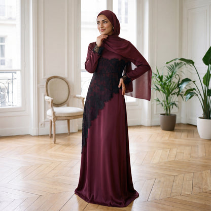 Elegant Embroidered Lace Abaya – Timeless Modest Fashion