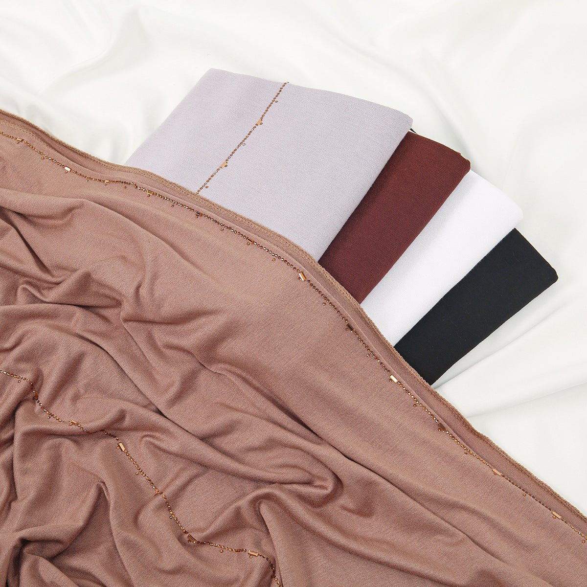 Soft Plain Hijab with Elegant Line Detail