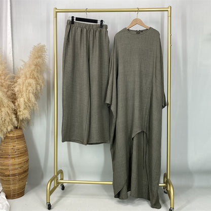 Modest 2 Piece Set for Women, Batwing Sleeve Top