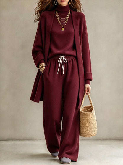 Women's Modest Two-Piece Lounge Set – Wide-Leg Trousers & Long-Sleeve Top