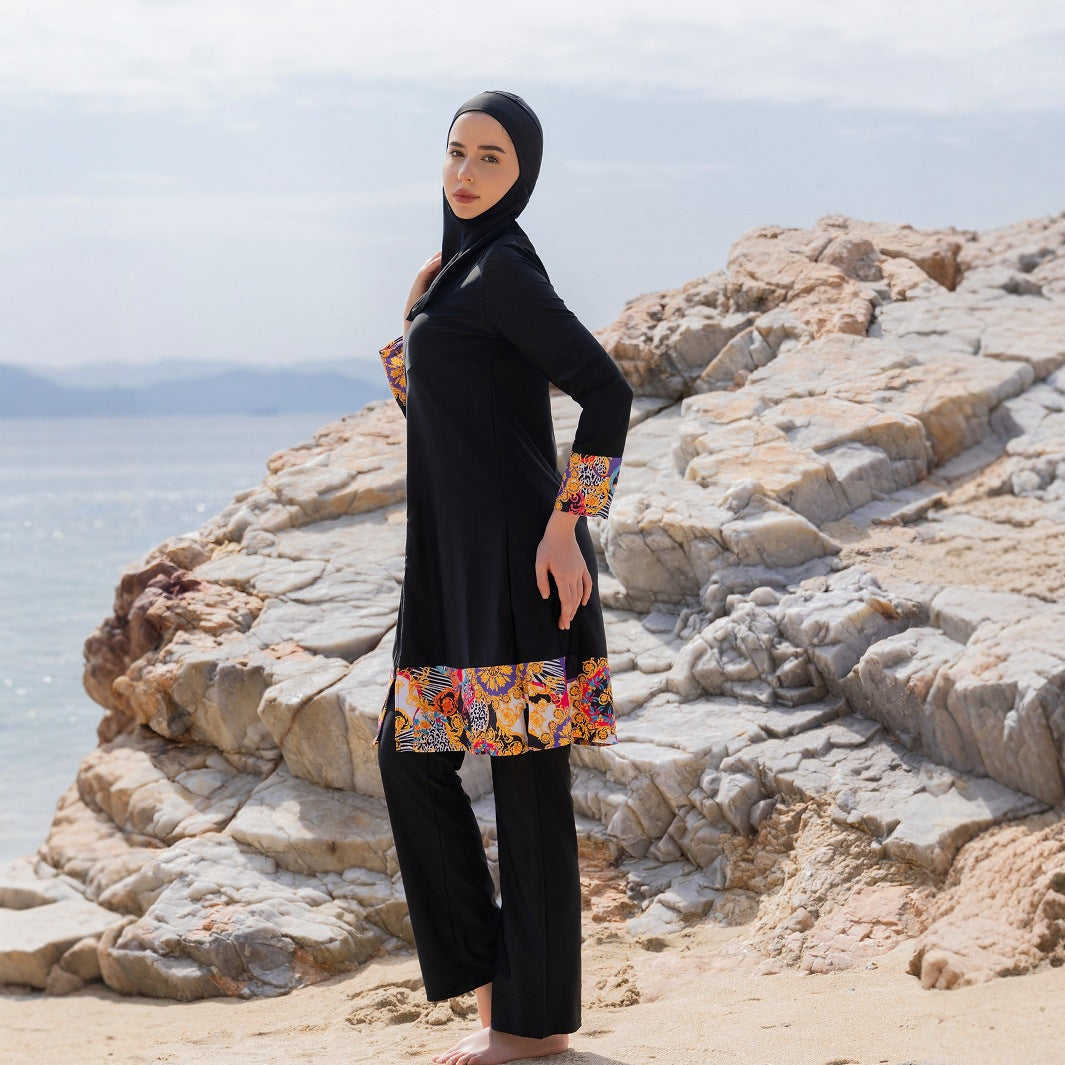 Stay confident and covered with this elegant modest swimwear