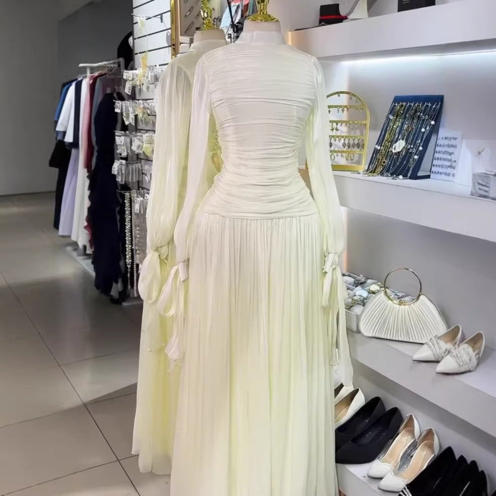 Elegant Pleated Maxi Dress – Modest Evening Dress for Women | Soft Flowing Gown