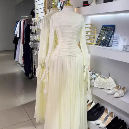 Elegant Pleated Maxi Dress – Modest Evening Dress for Women | Soft Flowing Gown