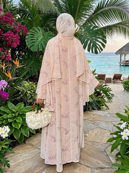 Luxury Embroidered Abaya with Matching Inner Dress – Elegant Modest Two-Piece Set