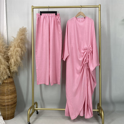 Modest 2 Piece Set for Women, Batwing Sleeve Top