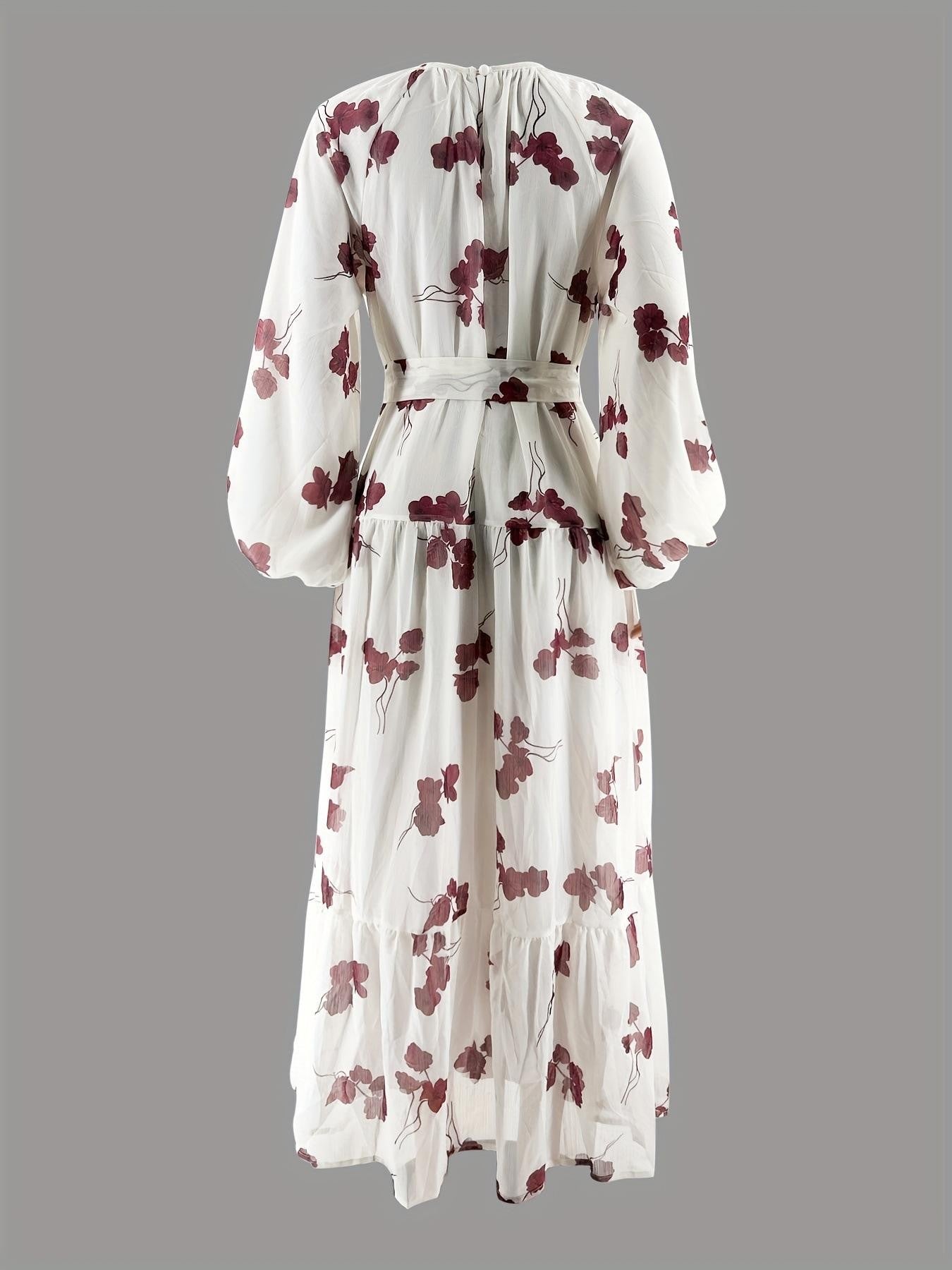 Elegant Floral Maxi Dress with Long Sleeves