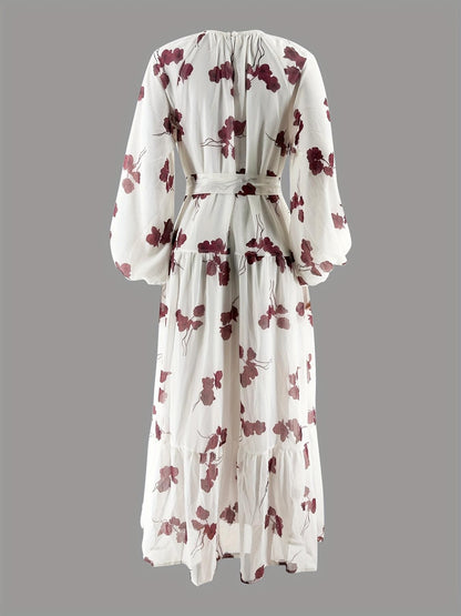 Elegant Floral Maxi Dress with Long Sleeves
