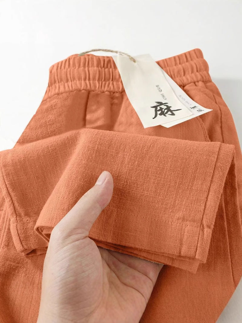 Pure Linen Wide-Leg Pants for Women 2026 Summer Straight Casual Long Pants Fashion Versatile Loose Thin Cotton.. Cotton Linen