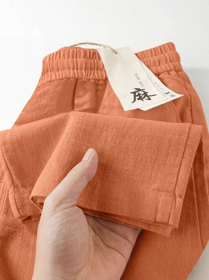 Pure Linen Wide-Leg Pants for Women 2026 Summer Straight Casual Long Pants Fashion Versatile Loose Thin Cotton.. Cotton Linen