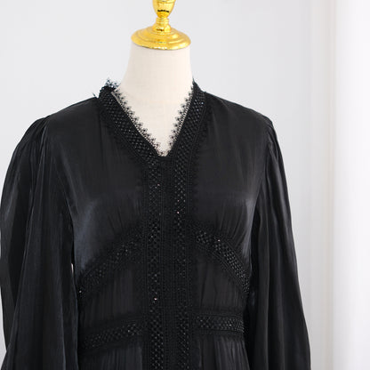 Double-Layered Elegant Sequined Abaya – Dubai Style