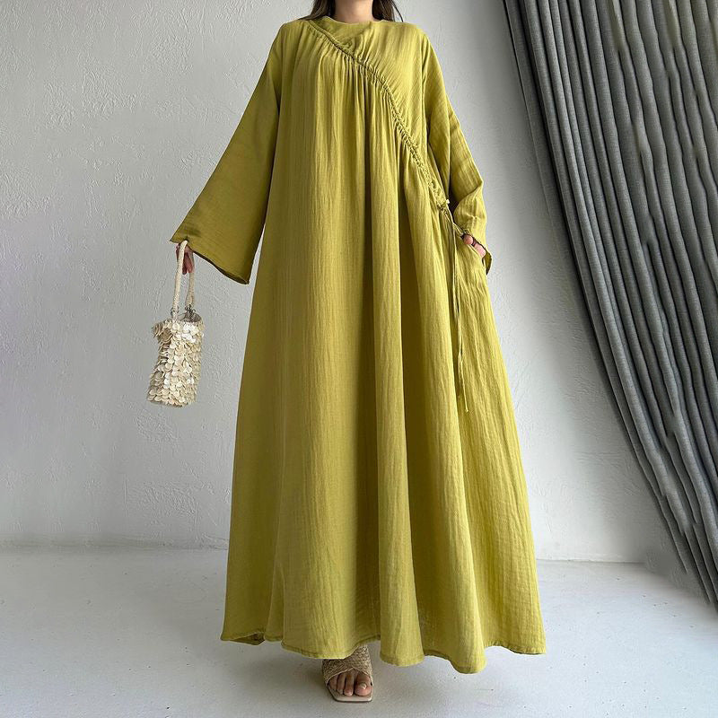 plus size round neck loose leisure retro fashion dress dress women