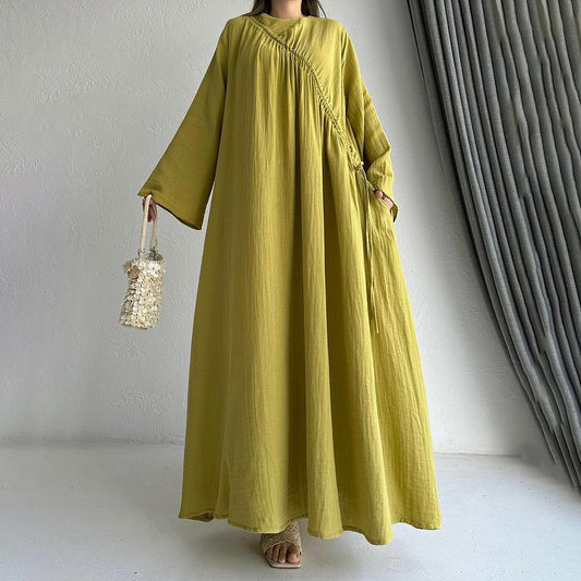 plus size round neck loose leisure retro fashion dress dress women