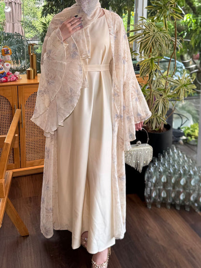 Luxury Embroidered Abaya with Matching Inner Dress – Elegant Modest Two-Piece Set