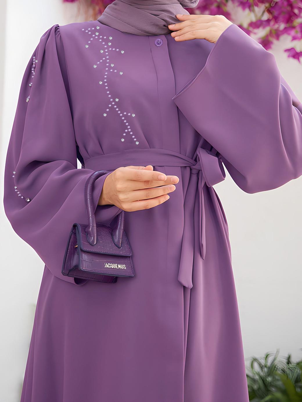 Elegant Purple Maxi Dress with Belt