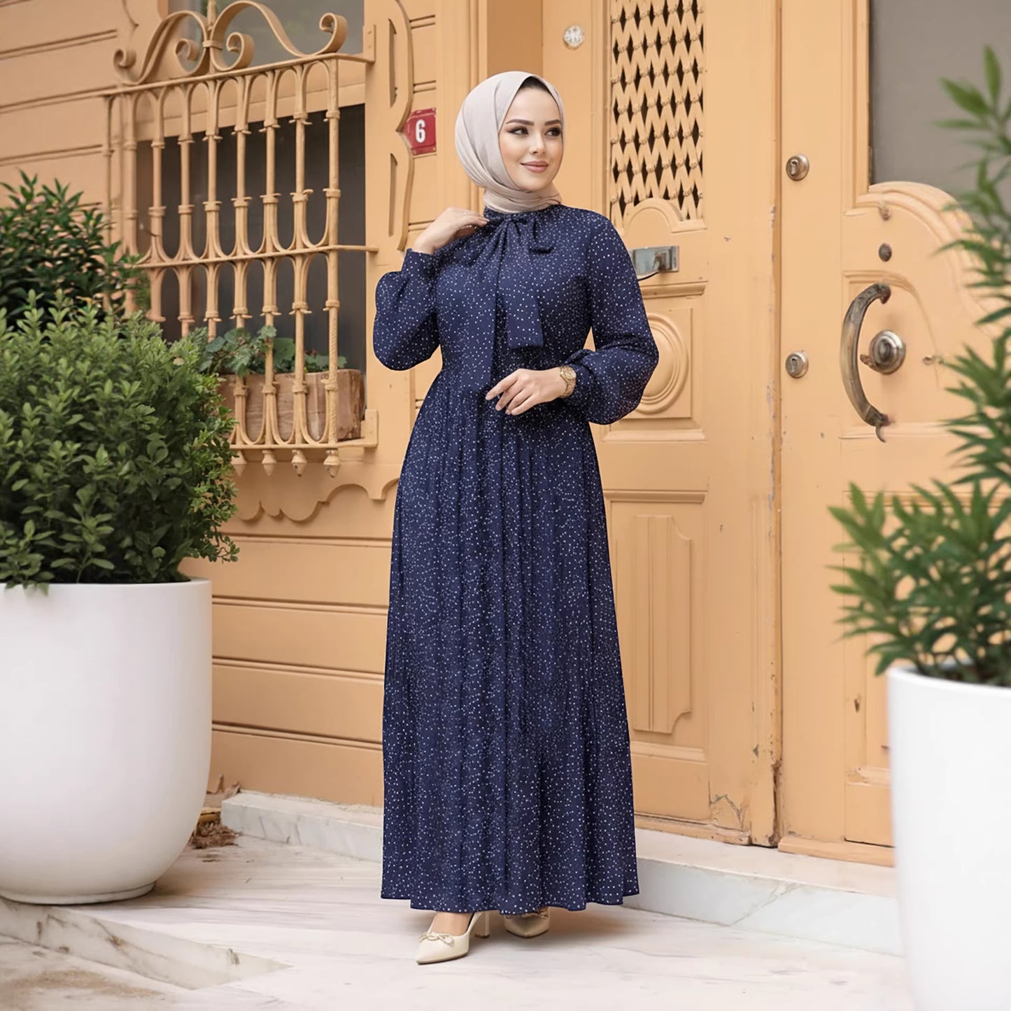 Abaya – Elegant Modest Dress with Tie Neck.