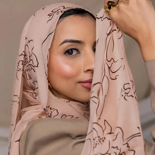 Hijab Malaysian style large floral scarf shawl