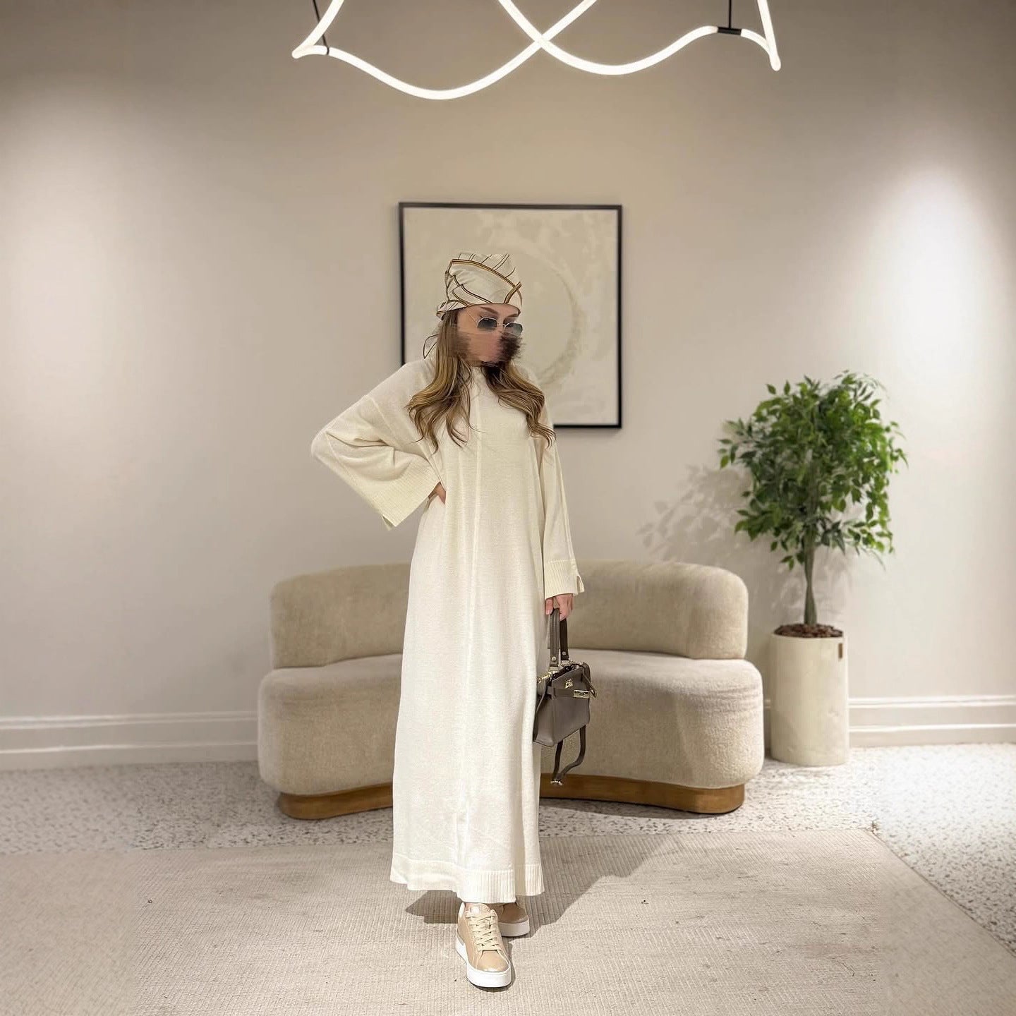 Fashion 2026 Autumn New Lazy Style Loose Thick Sweater Knitted Dress